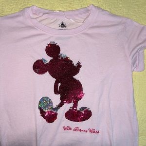 Pink sequin Mickey Walt Disney world tee